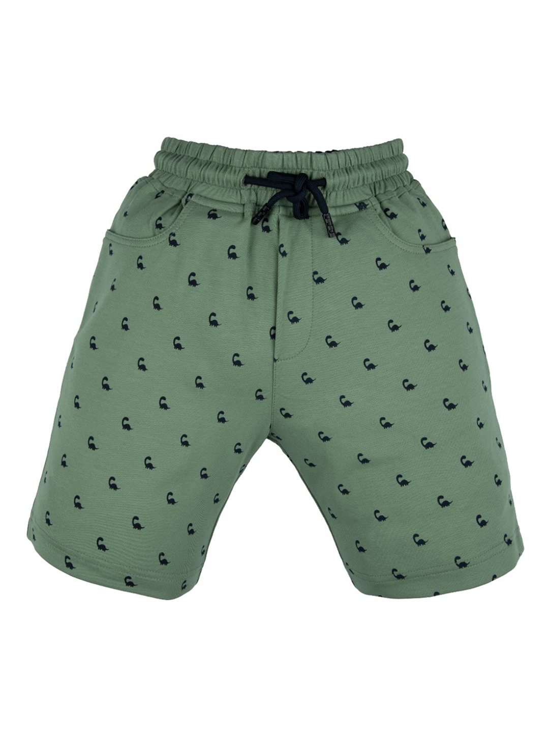 

Status Quo Boys Green Printed High-Rise Shorts