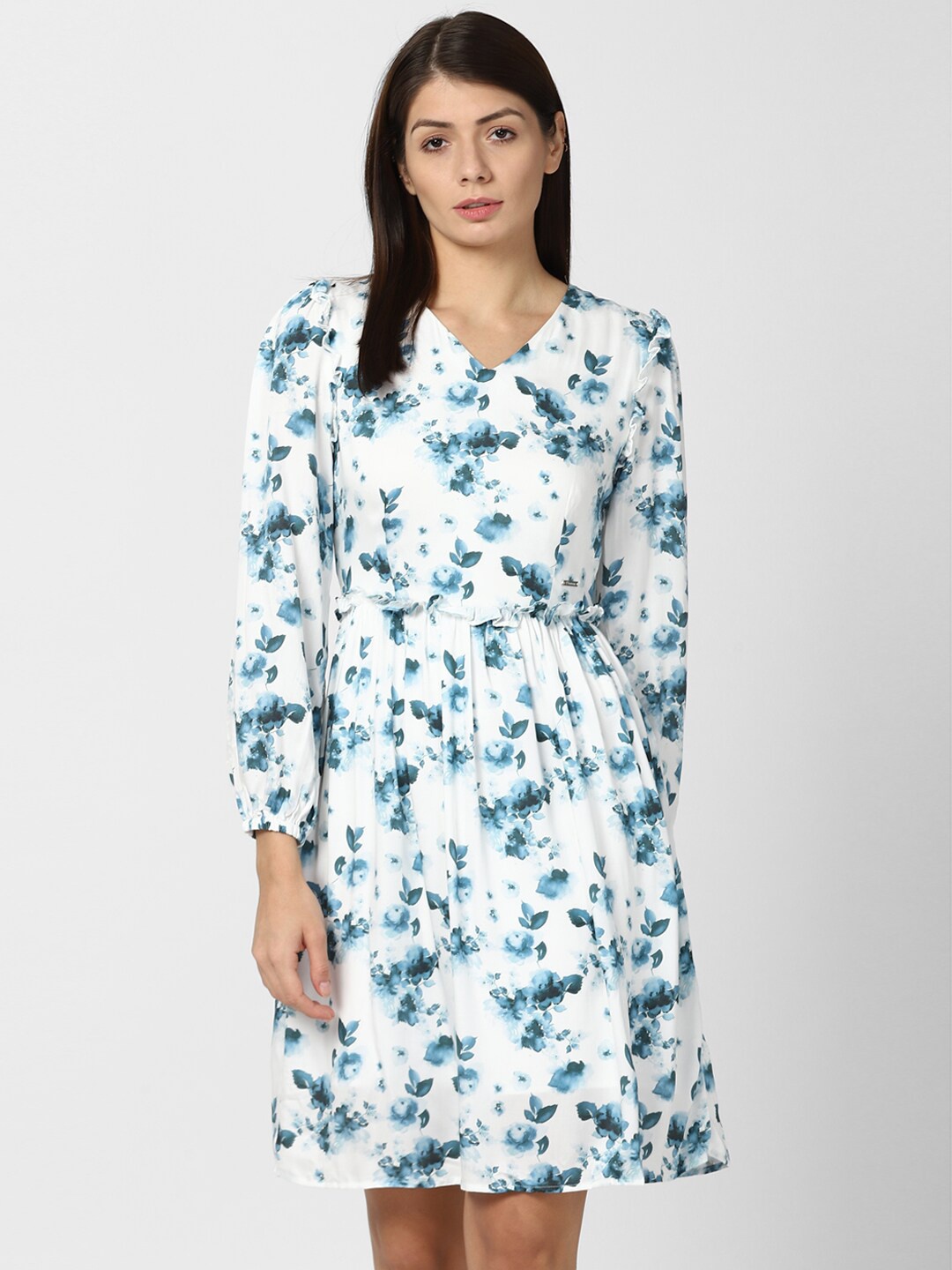 

Van Heusen Woman White & Blue Floral Dress