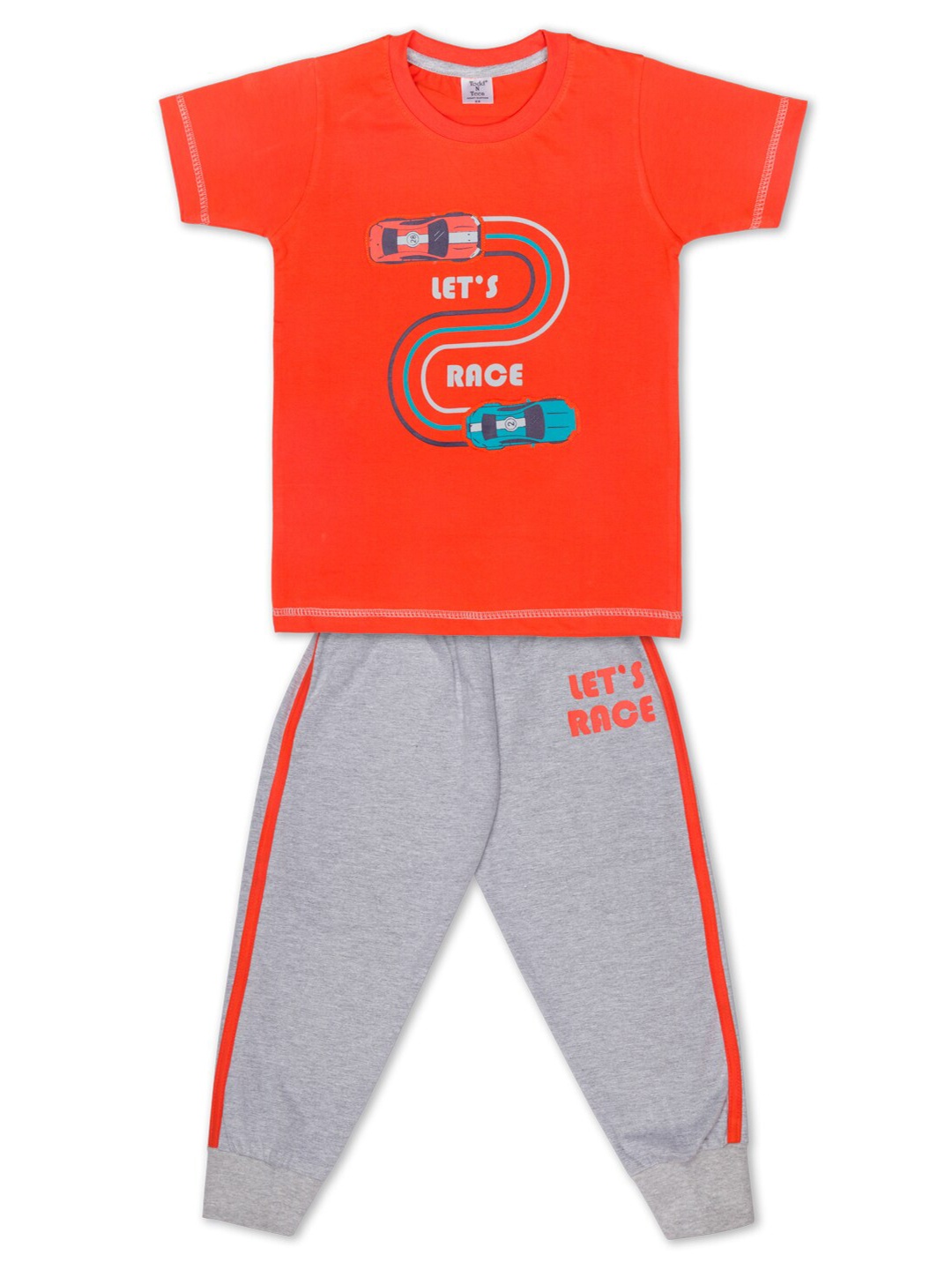 

Todd N Teen Boys Red & Grey Printed Night suit