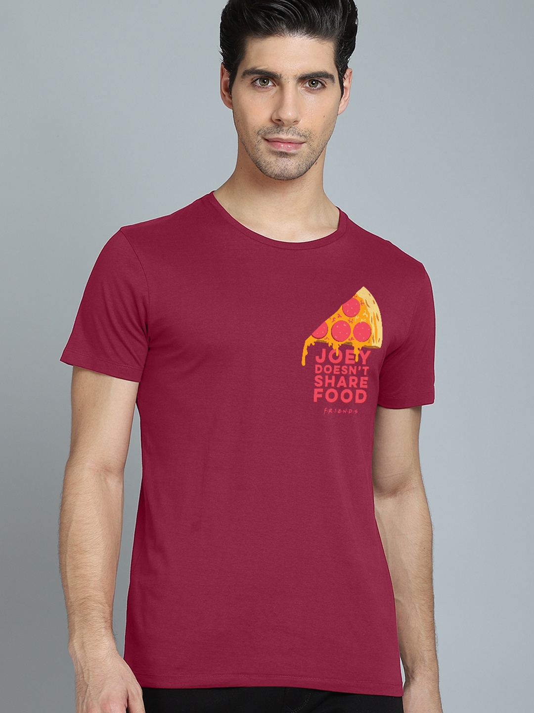 

Free Authority Men Maroon Friends Printed Pure Cotton T-shirt