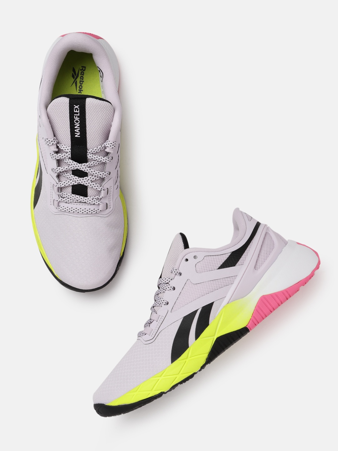 

Reebok Women Pink & Black Woven Design Ortholite Agilityflex Running Shoes
