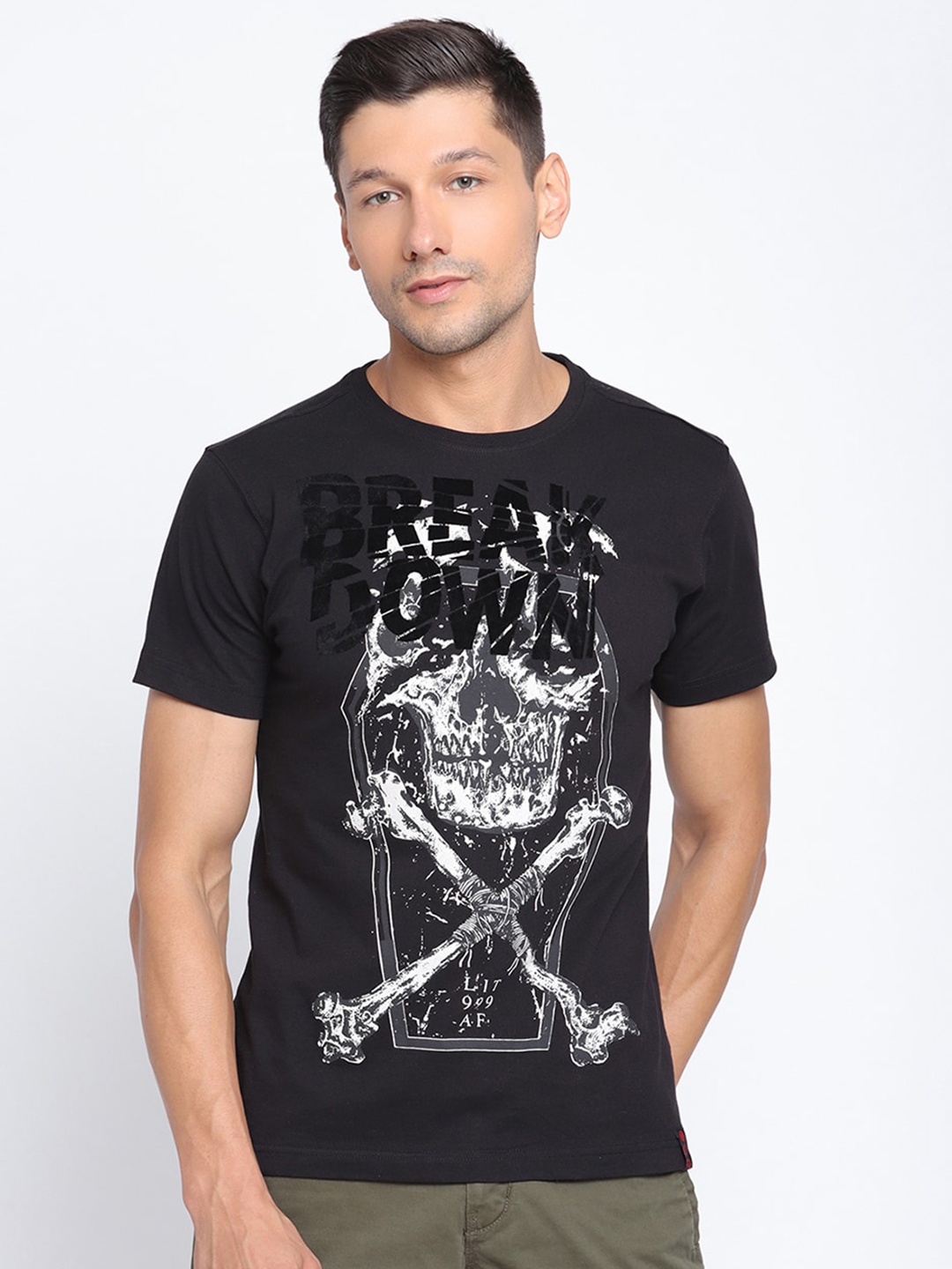 

PUNK Men Black Printed T-shirt