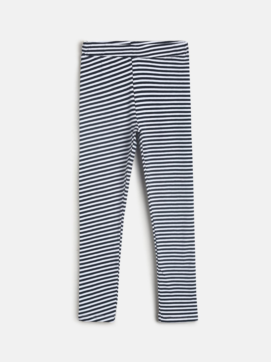 

TALES & STORIES Girls Black & White Striped Cotton Leggings