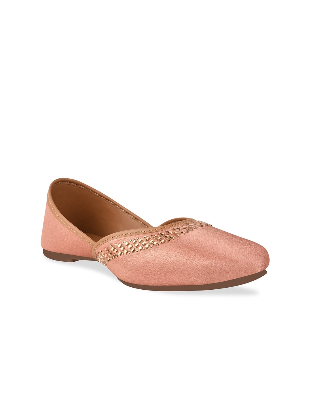 

Stelatoes Women Pink Embellished Leather Ethnic Mojaris Flats