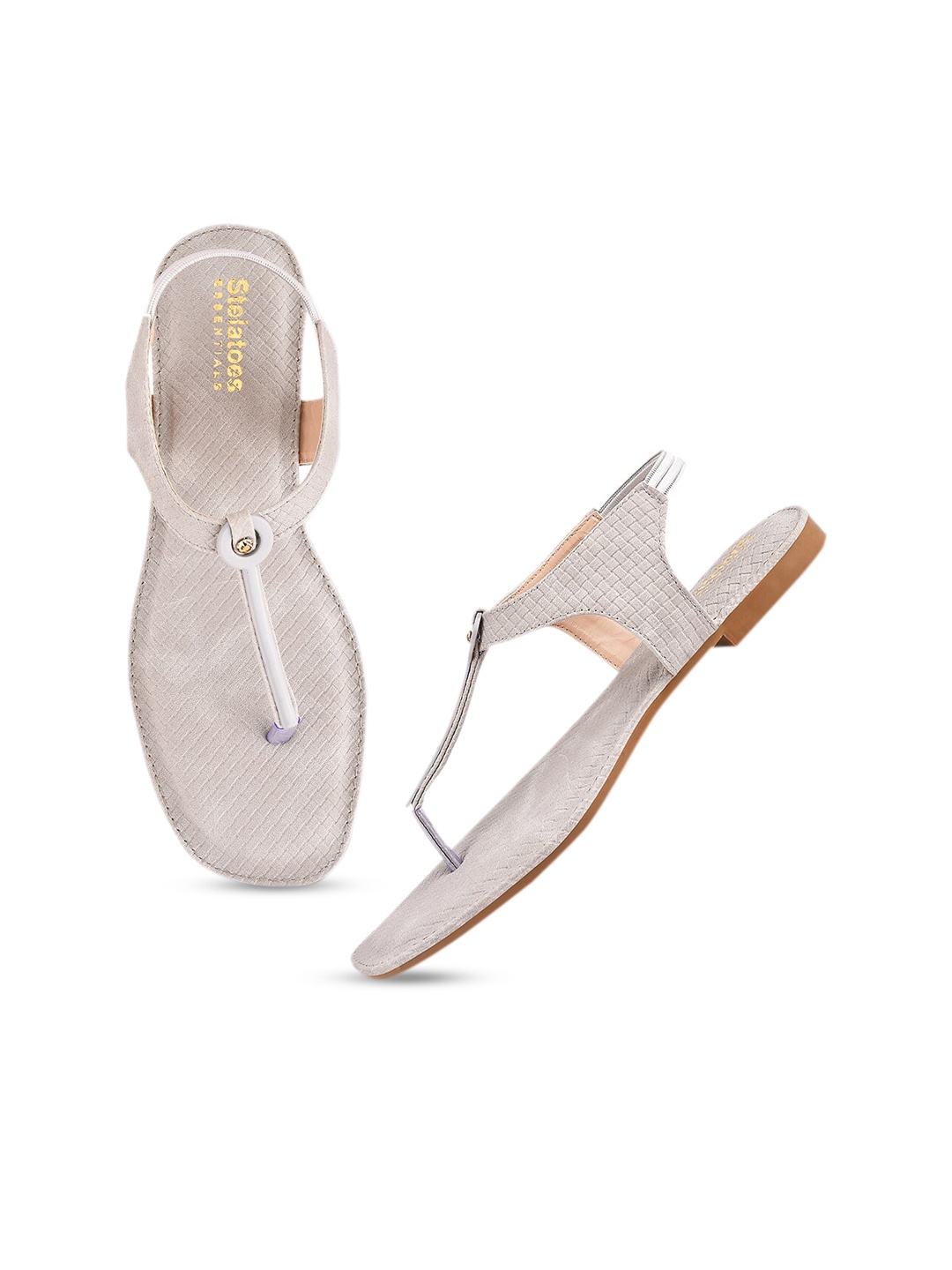 

Stelatoes Women Grey Colourblocked T-Strap Flats