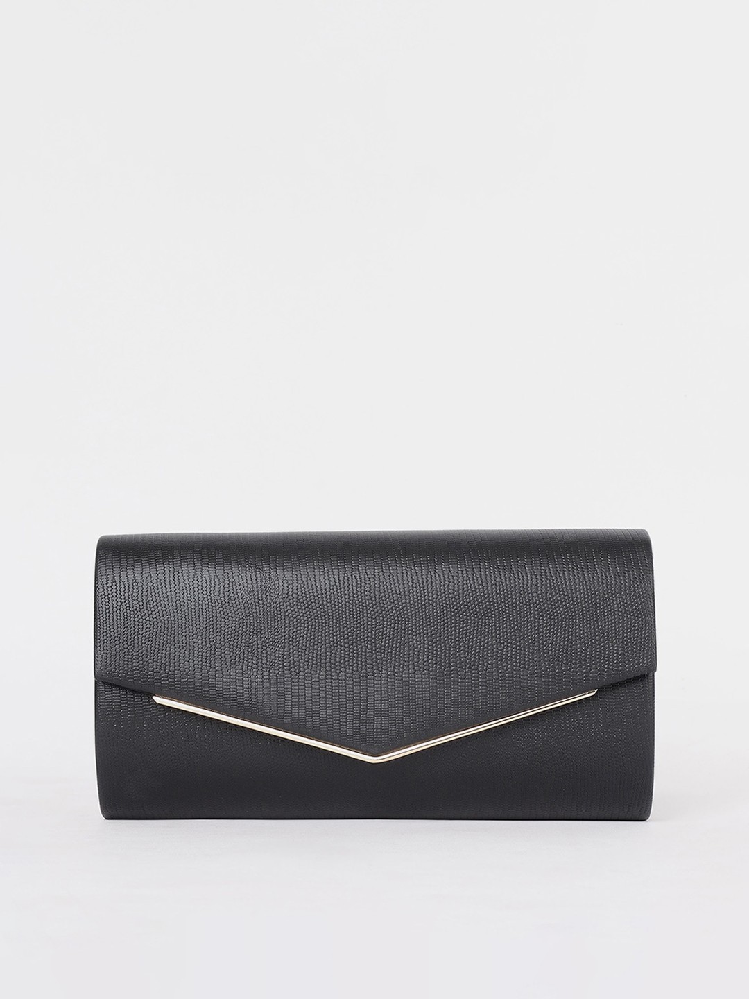 

CODE by Lifestyle Women Snake Skin Textured Envelop Clutch, Black