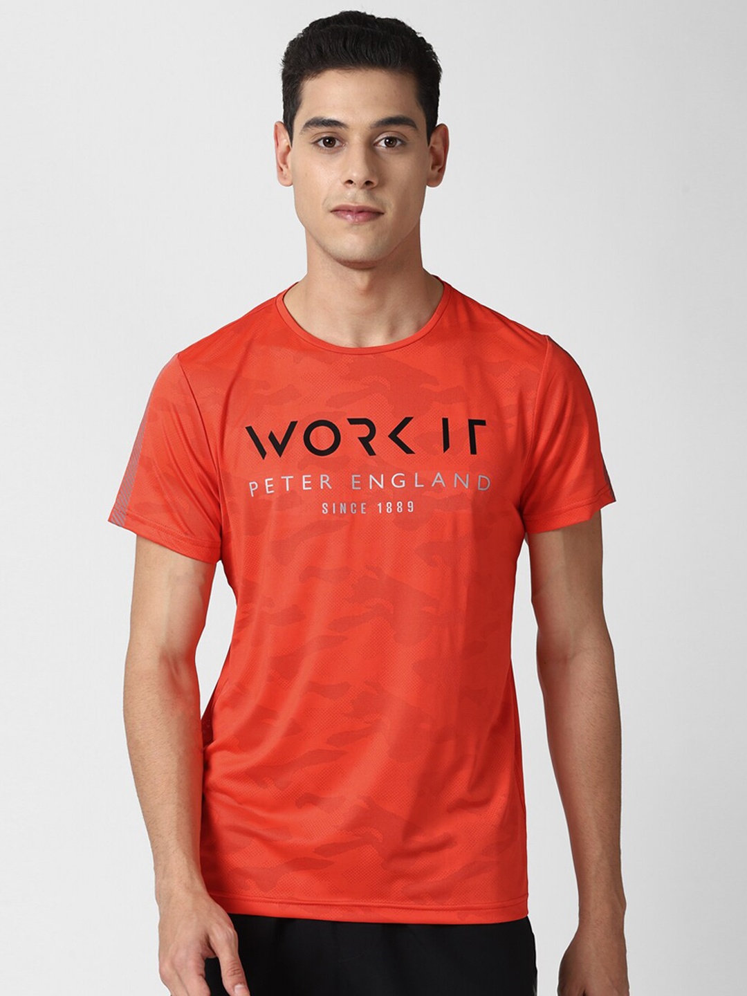 

Peter England Men Orange Typography Printed Regular Fit T-shirt