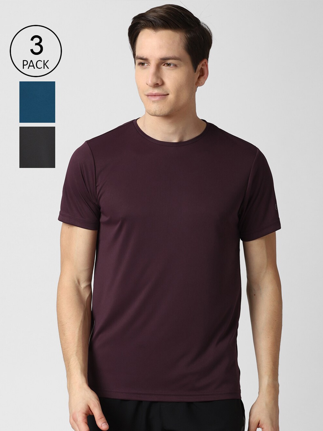 

Peter England Men Set of 3 Regular Fit T-shirt, Blue