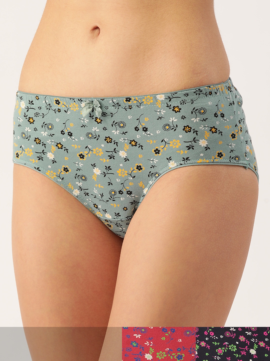 

Lady Lyka Women Pack of 3 Floral Print Cotton Hipster Briefs, Purple