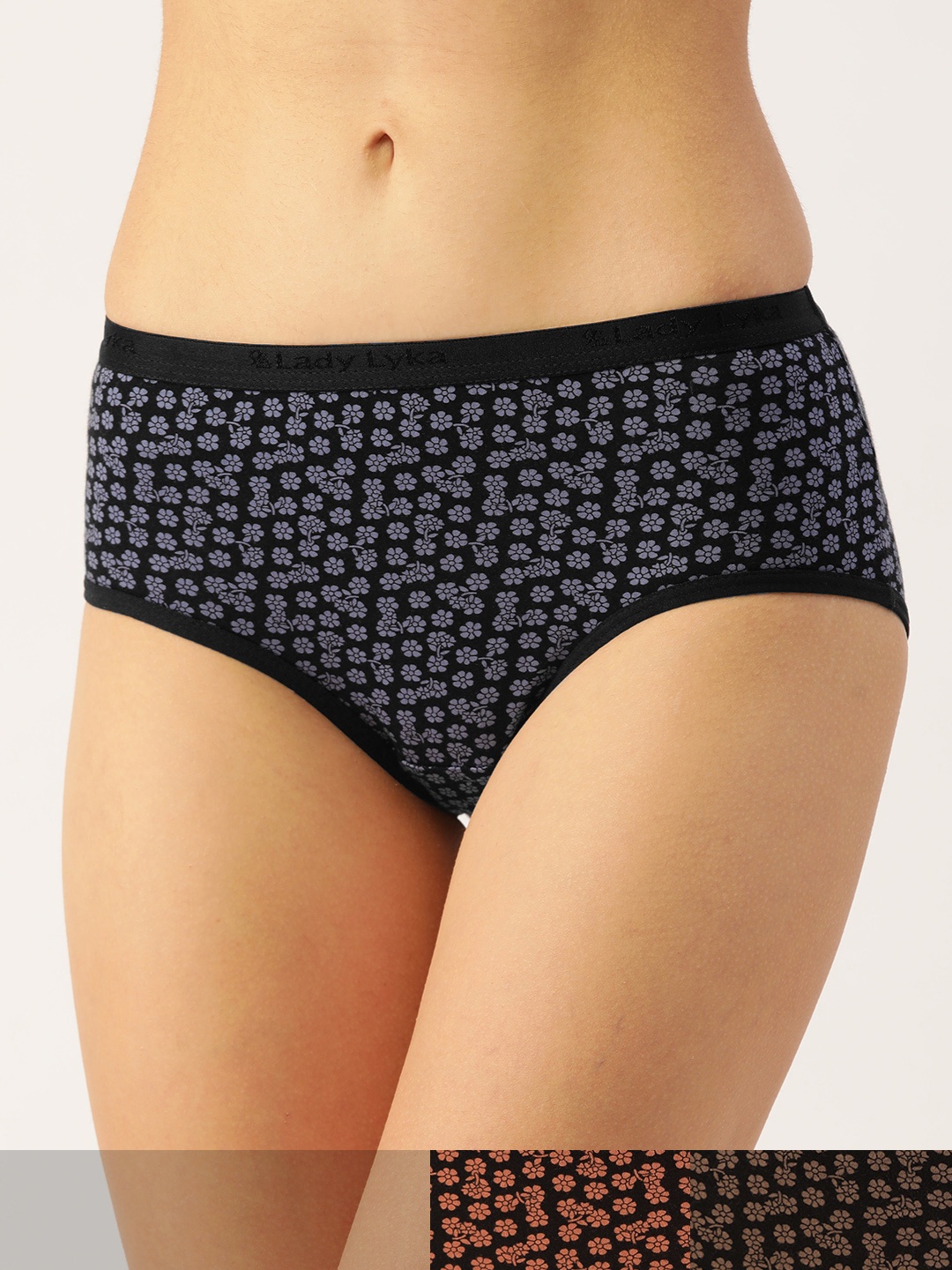 

Lady Lyka Women Pack of 3 Floral Print Cotton Hipster Briefs, Blue