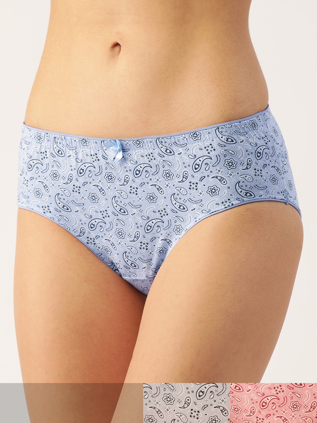 

Lady Lyka Women Pack of 3 Paisley Print Cotton Hipster Briefs, Pink