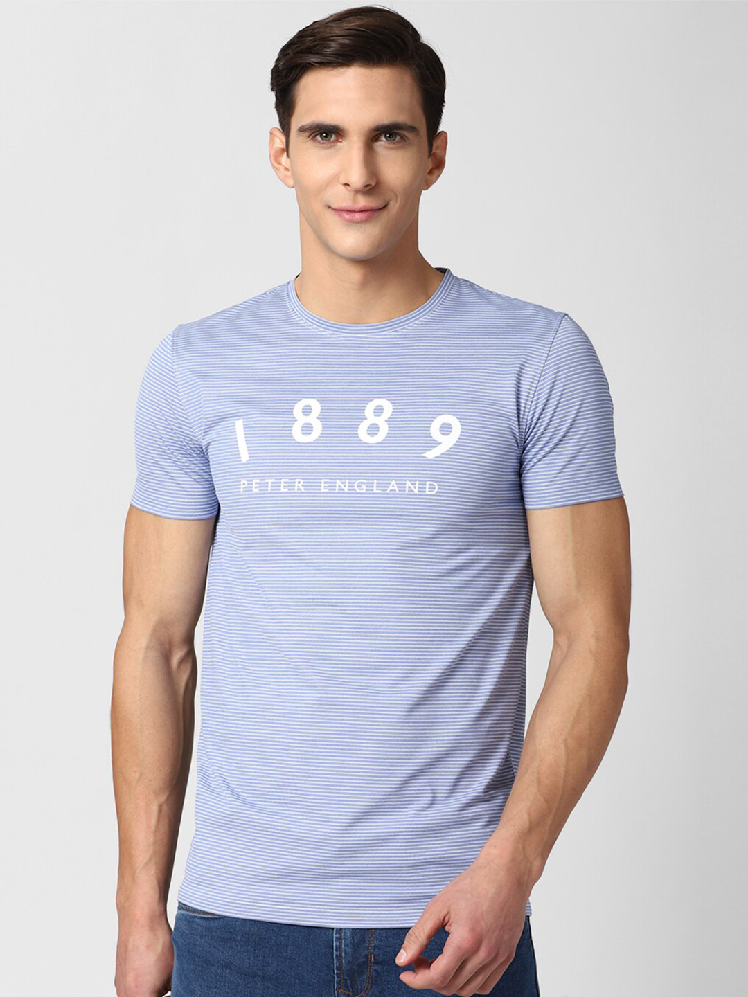 

Peter England Casuals Men Blue Typography Printed Slim Fit T-shirt