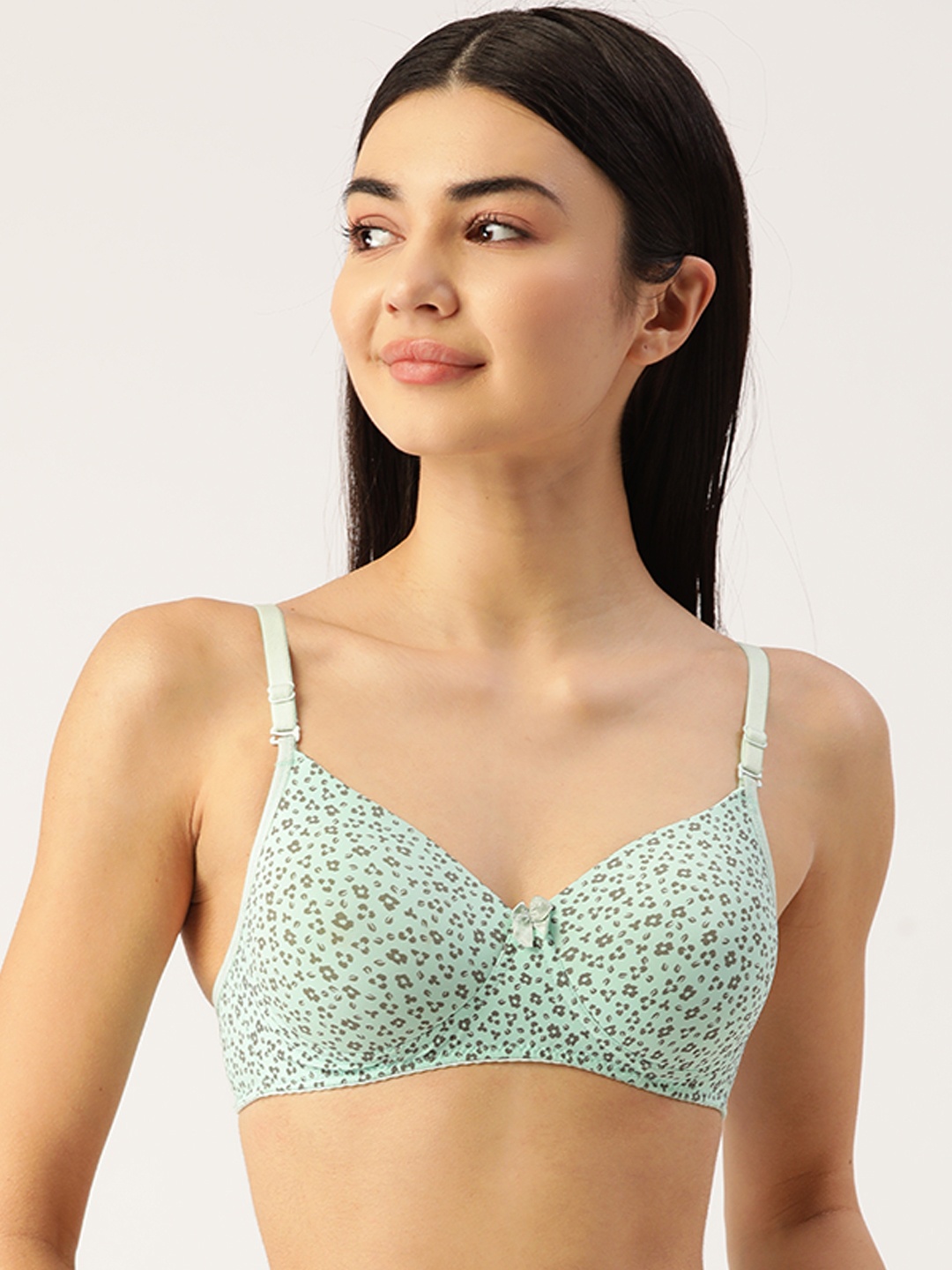 

Lady Lyka Sea Green & Black Bra Lightly Padded