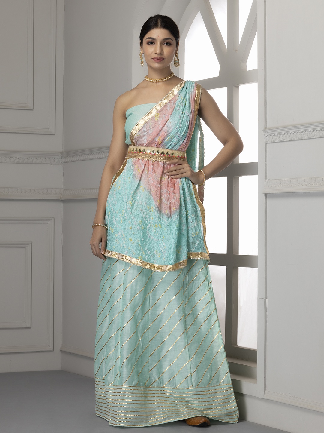 

Geroo Jaipur Blue Unstitched Lehenga & Blouse With Dupatta