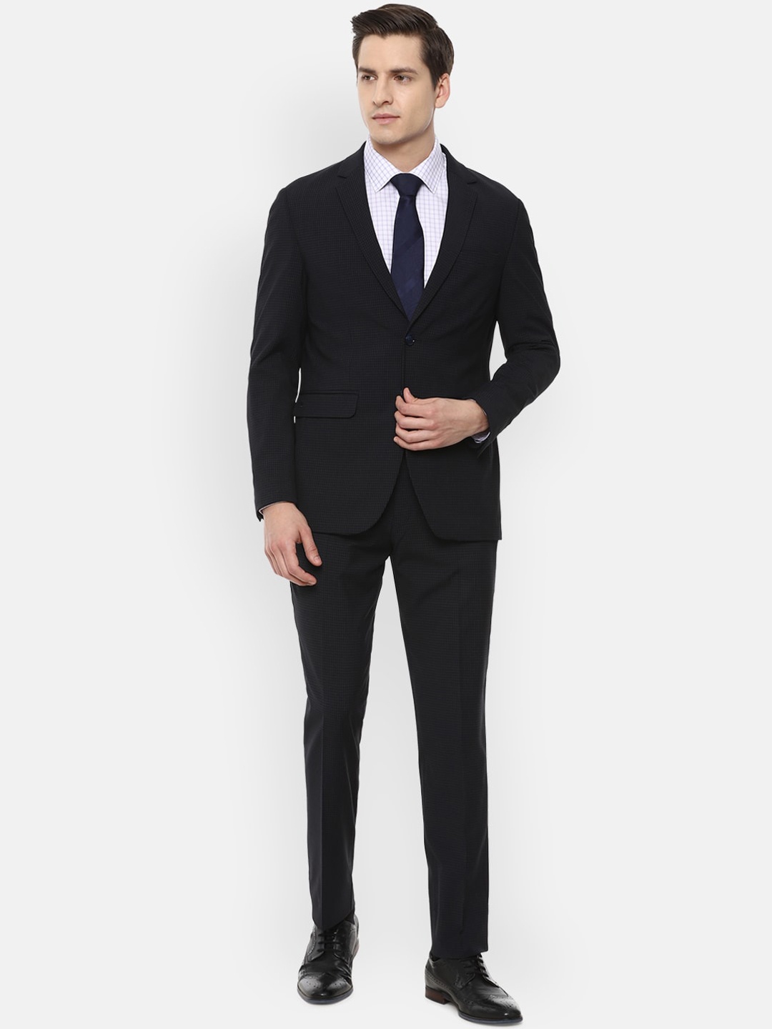 

Louis Philippe Permapress Men Black Checked Single-Breasted Slim-Fit 2-Piece Suit