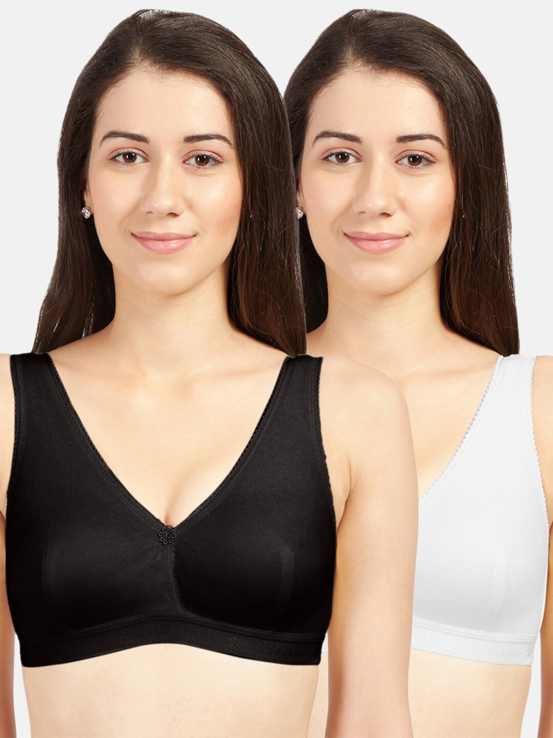 

Sonari Black & White Solid Non Padded Non Wired Everyday Bra