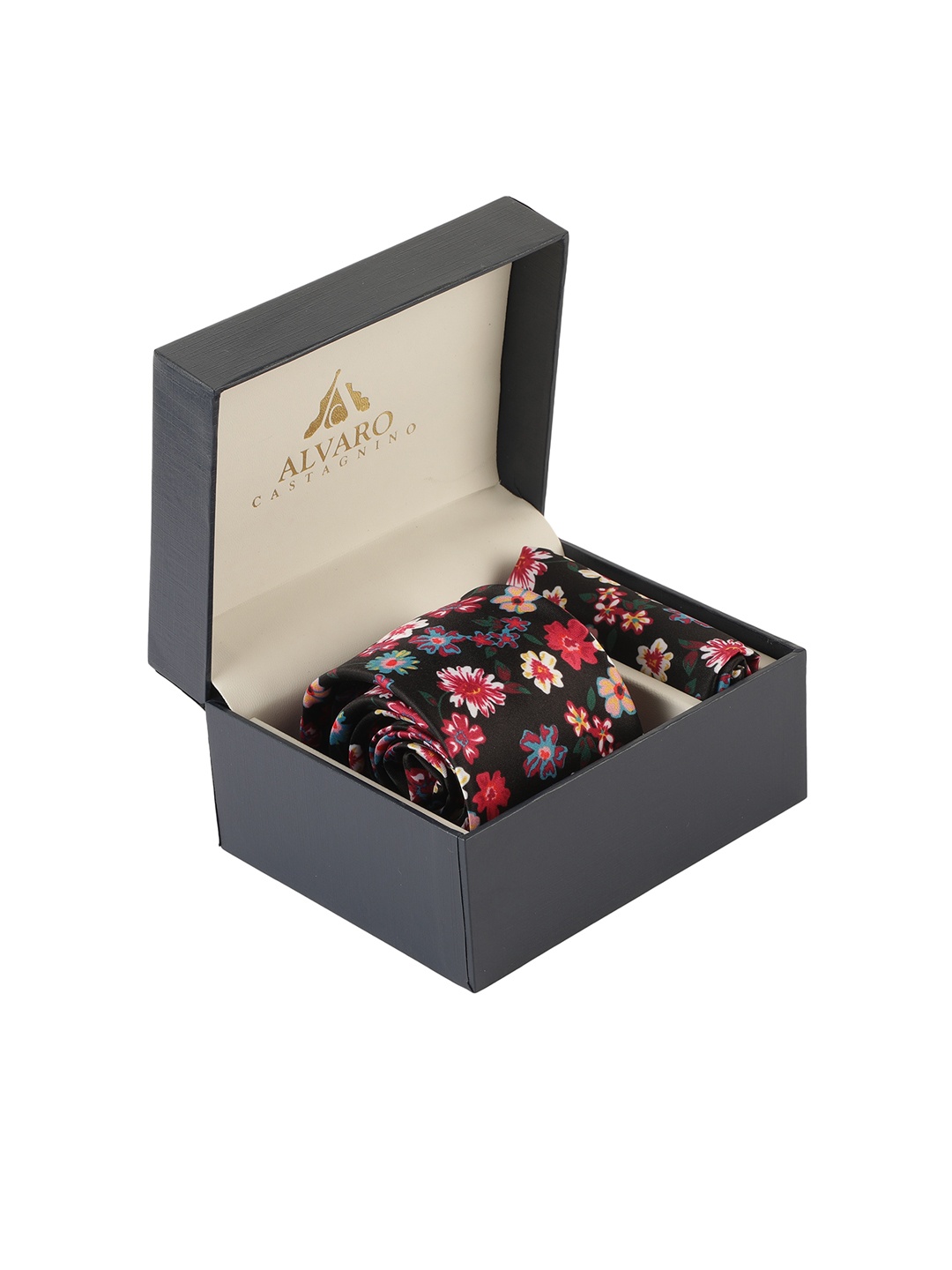 

Alvaro Castagnino Men Black & Red Floral Printed Accessory Gift Set