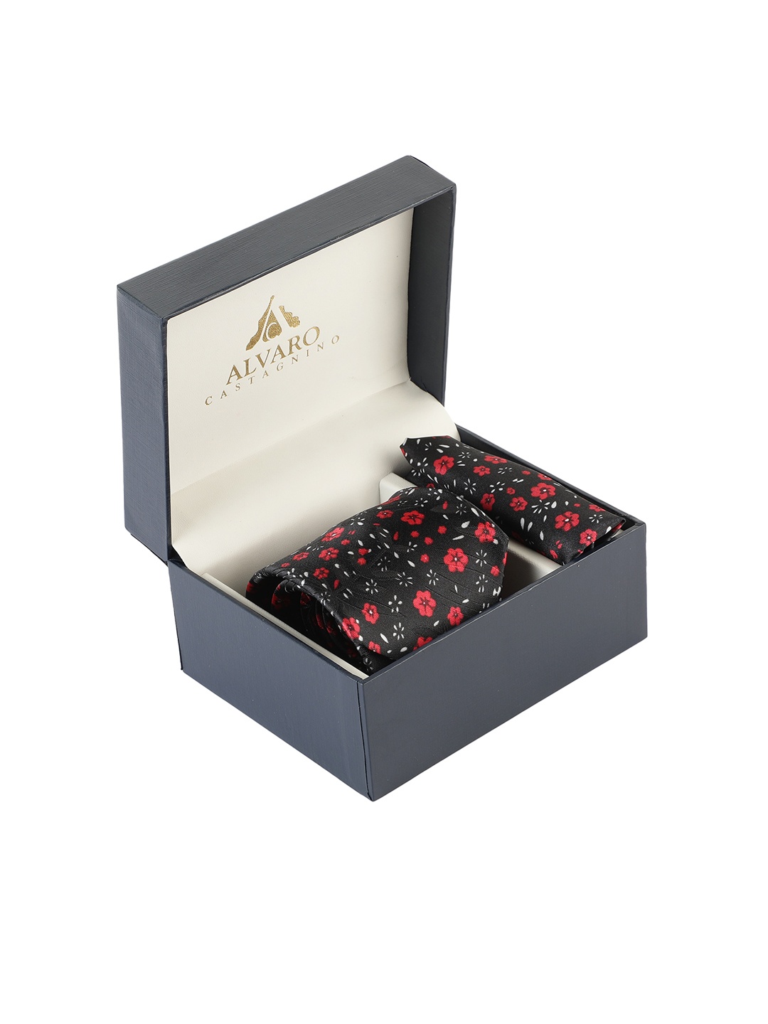 

Alvaro Castagnino Men Black & Red Floral Printed Accessory Gift Set