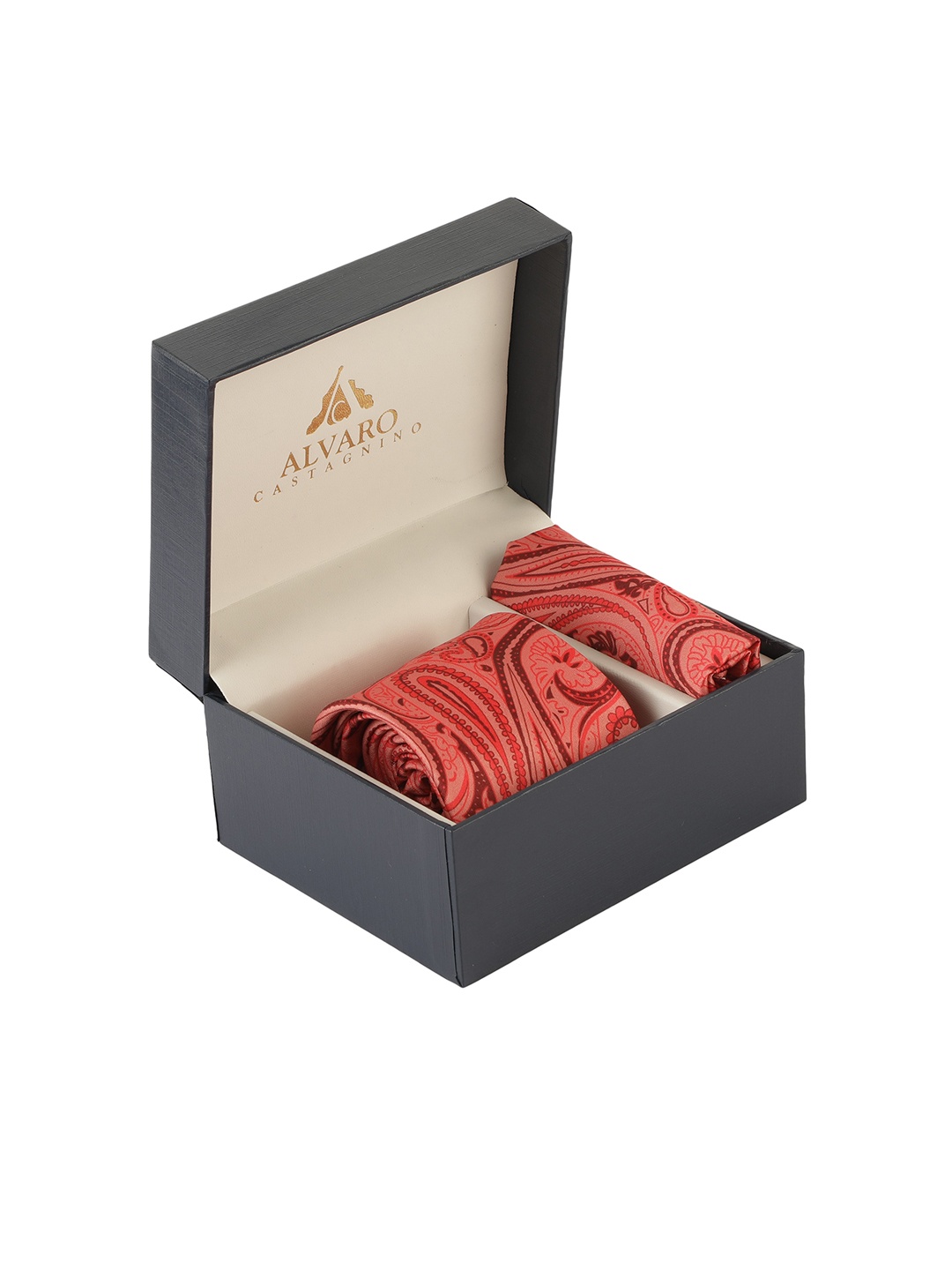 

Alvaro Castagnino Men Rust Pasiley Printed Accessory Gift Set