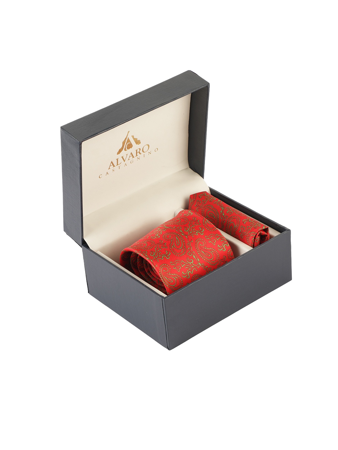 

Alvaro Castagnino Men Red & Green Paisley Printed Accessory Gift Set