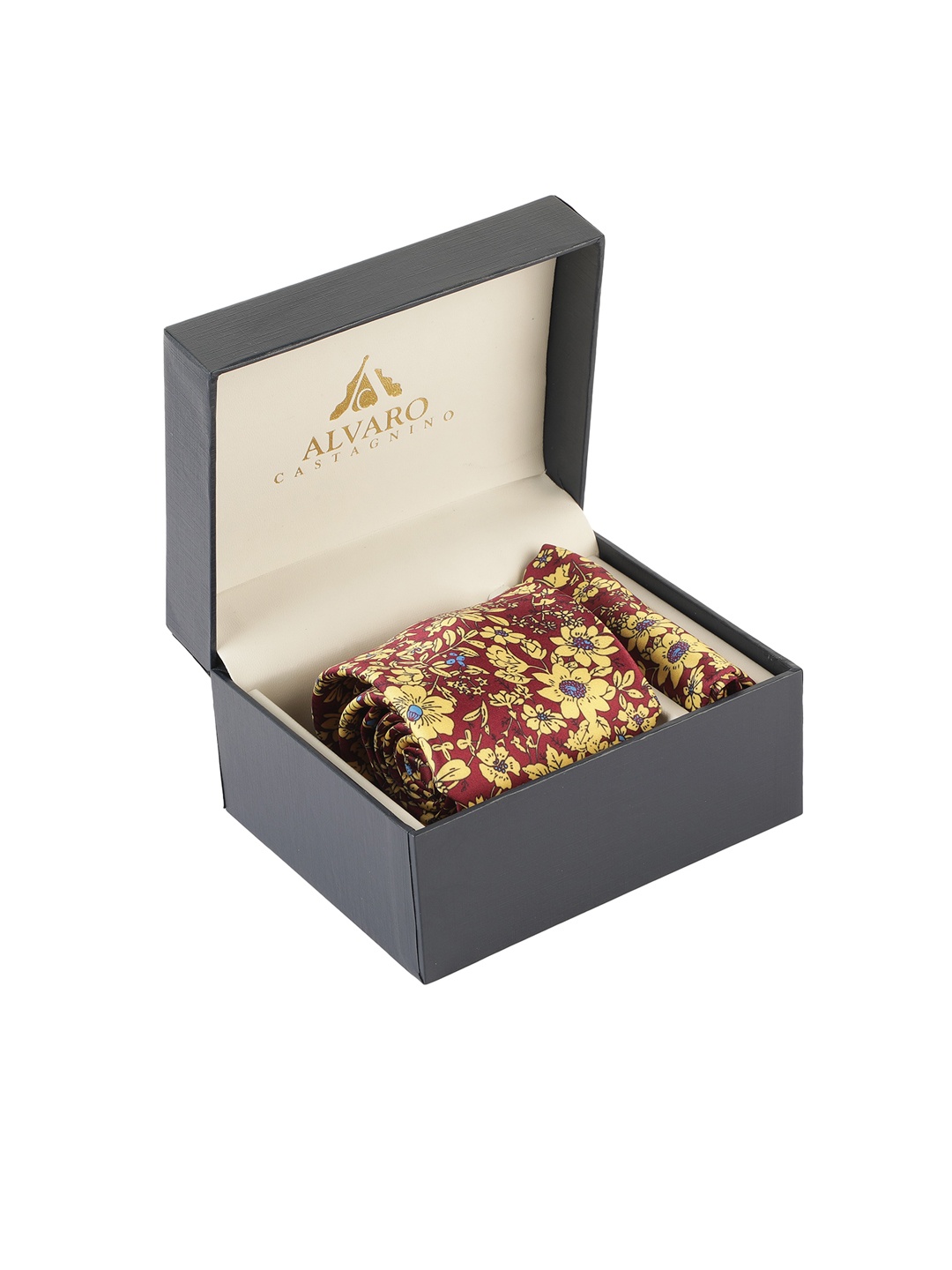 

Alvaro Castagnino Men Yellow & Maroon Printed Accessory Gift Set
