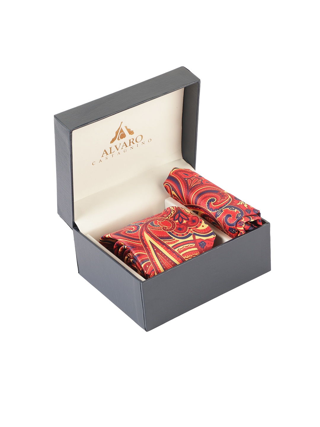 

Alvaro Castagnino Men Rust & Yellow Printed Accessory Gift Set