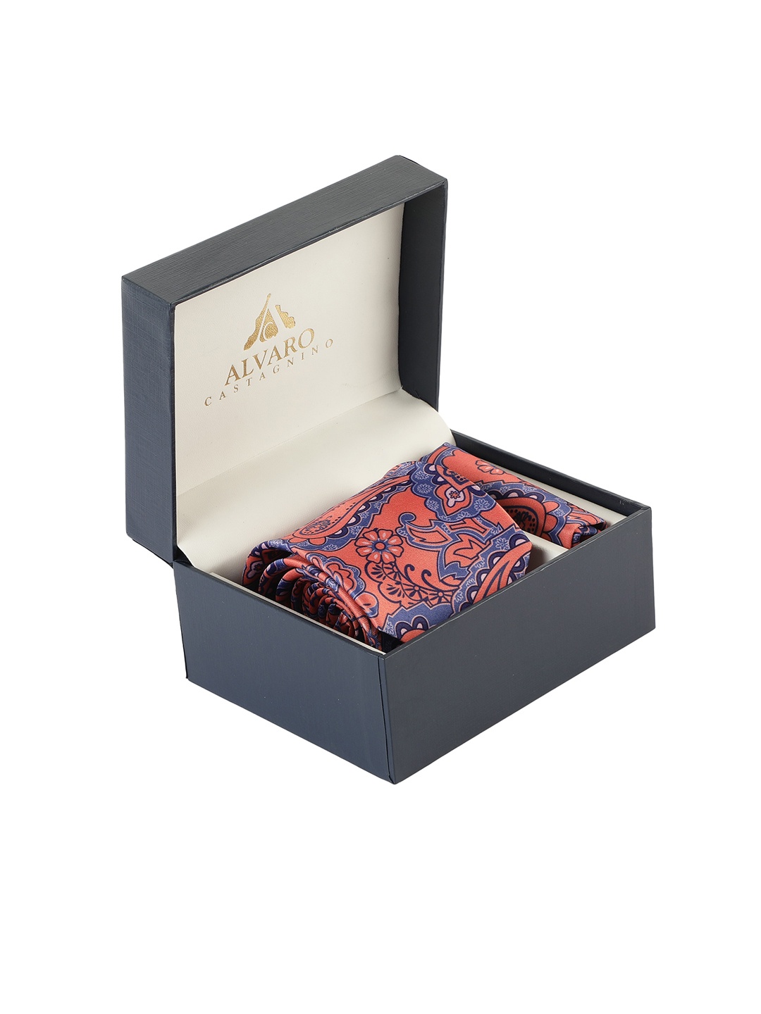 

Alvaro Castagnino Men Orange & Blue Paisley Printed Accessory Gift Set