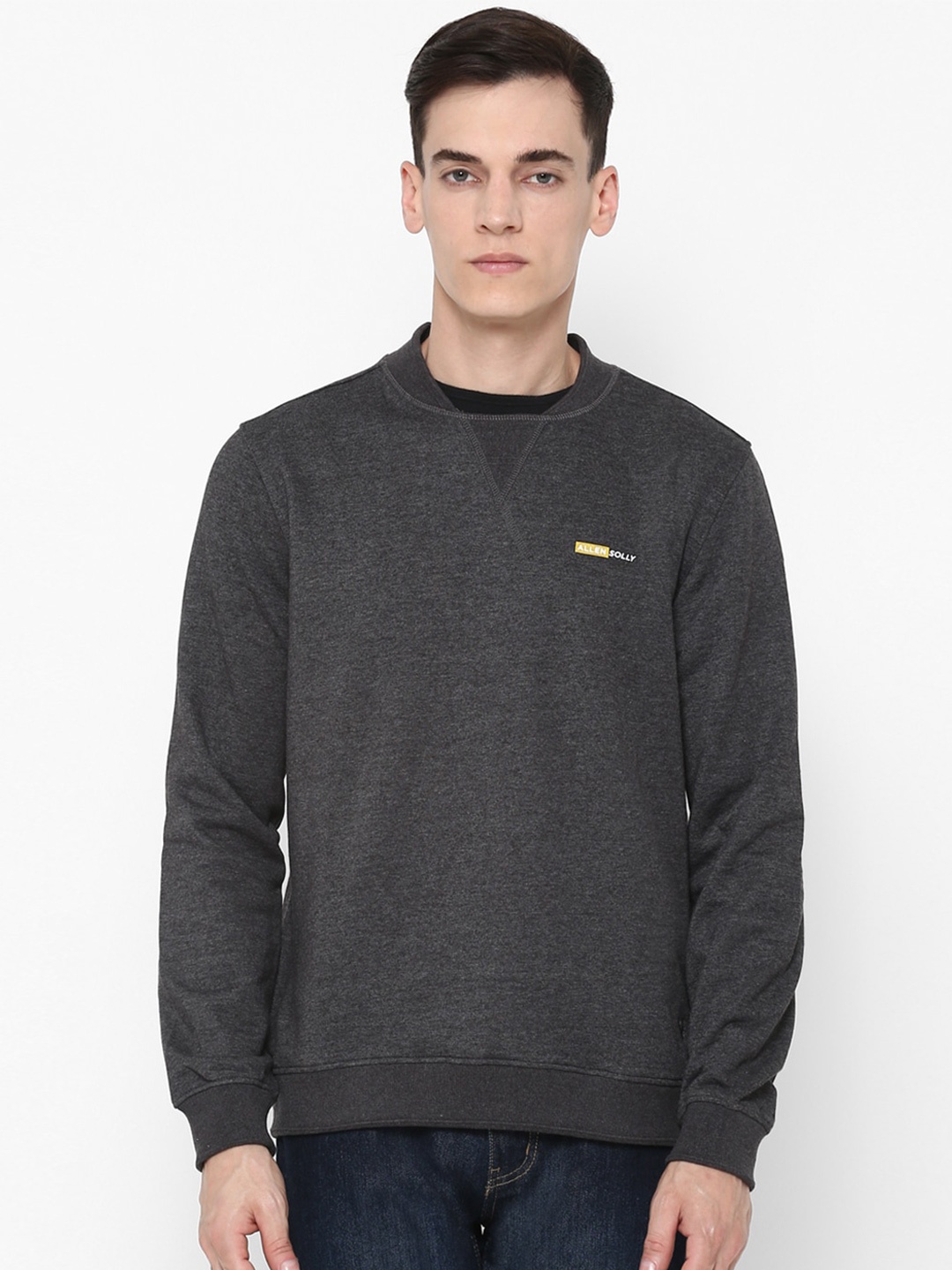 

Allen Solly Men Charcoal Grey Pure Cotton Sweatshirt