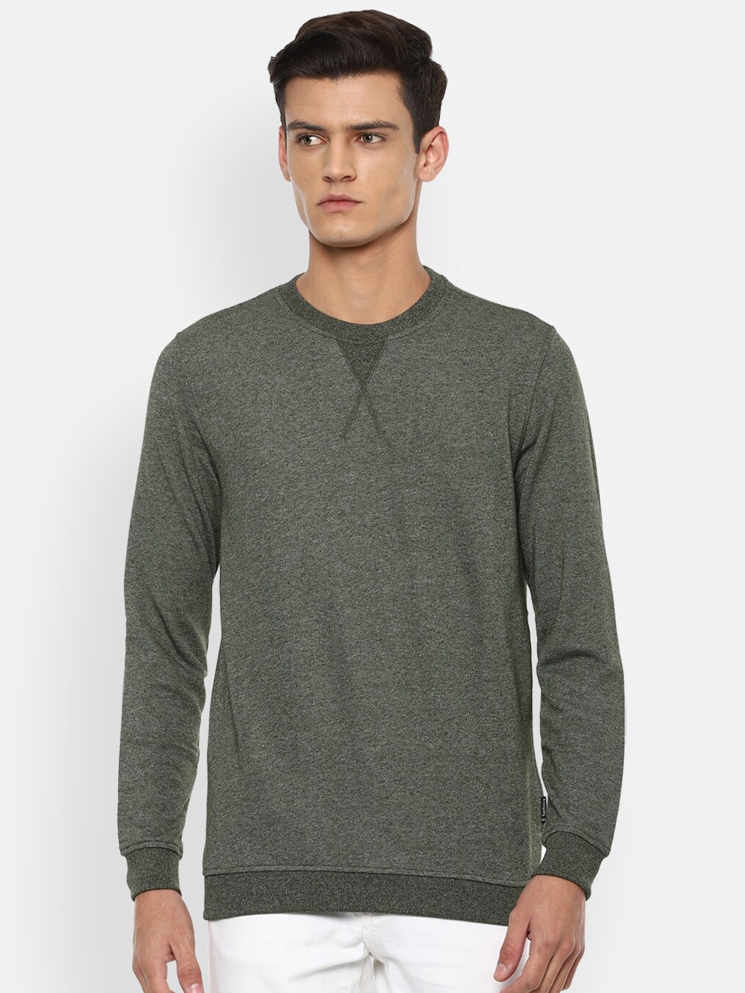 

V Dot Men Grey Solid Sweatshirt