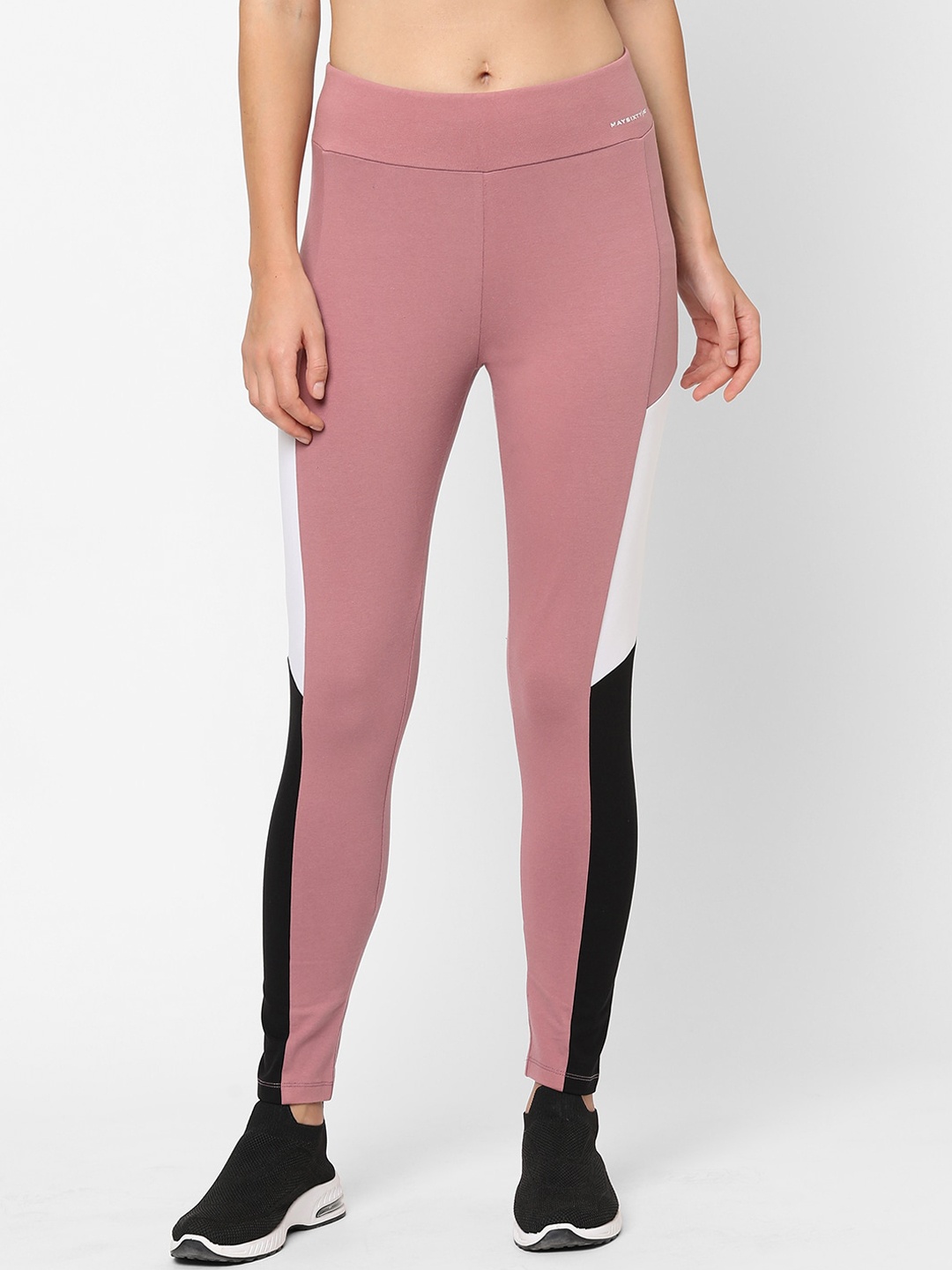 

Maysixty Women Pink & Black Solid Yoga Pant