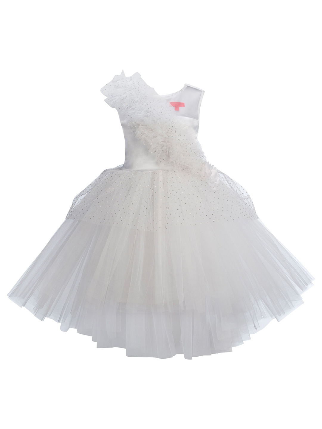 

Toy Balloon kids White Layered Net Dress