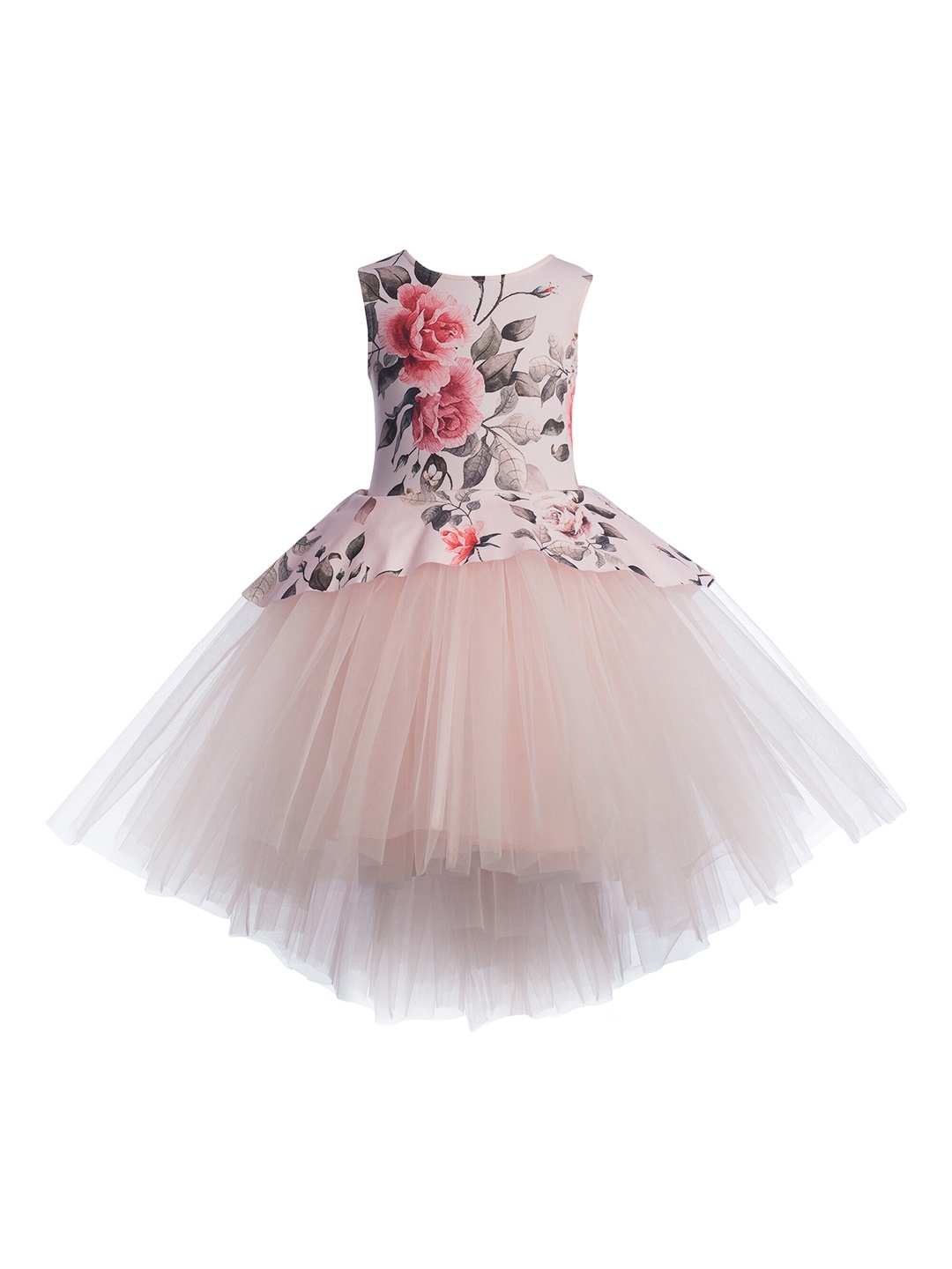 

Toy Balloon kids Pink Floral Layered Net Dress