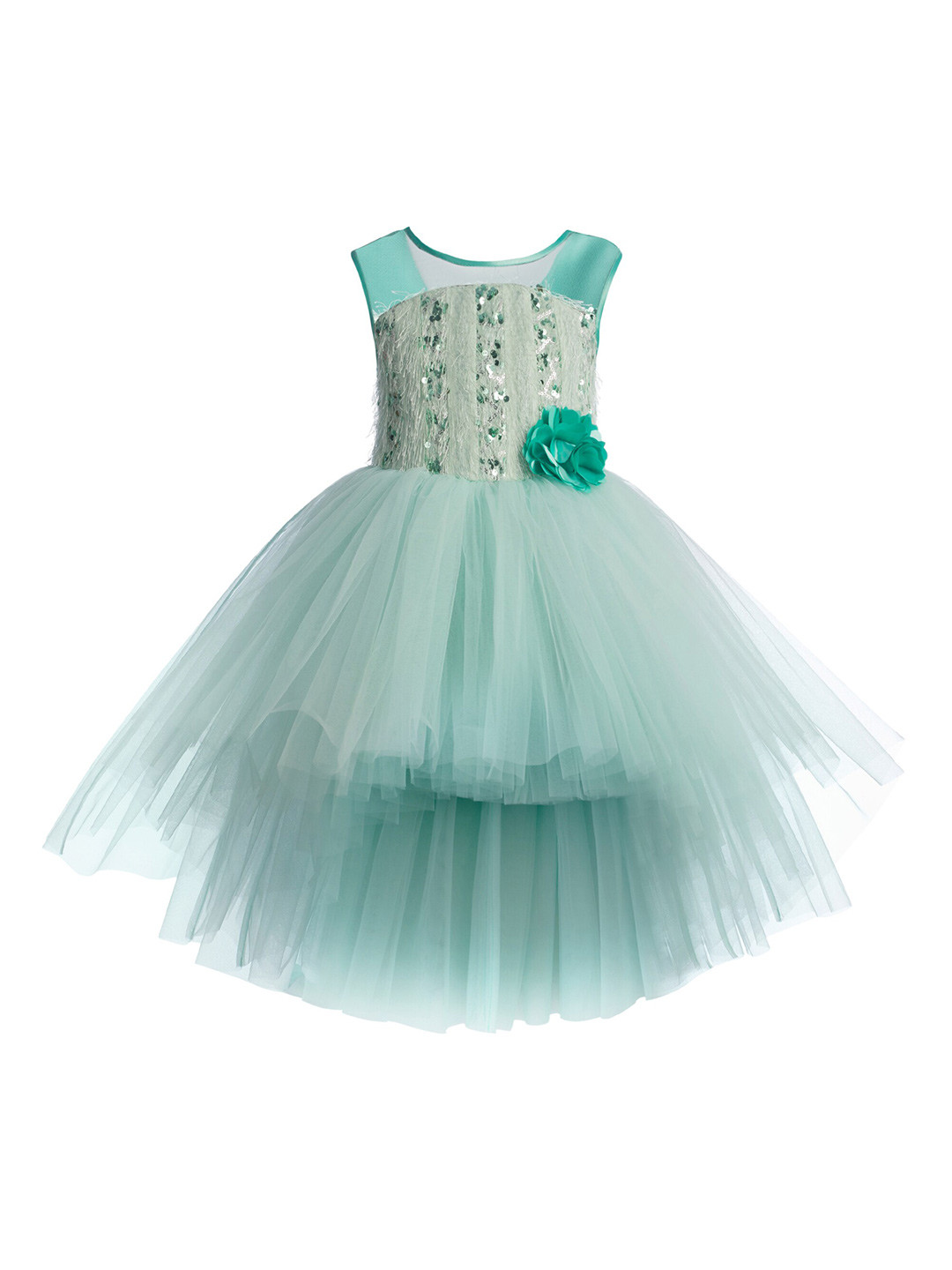 

Toy Balloon kids Sea Green Layered Net Dress