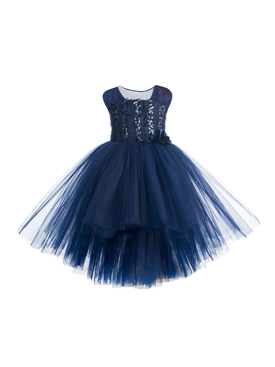

Toy Balloon kids Navy Blue Embellished Layered Net Dress