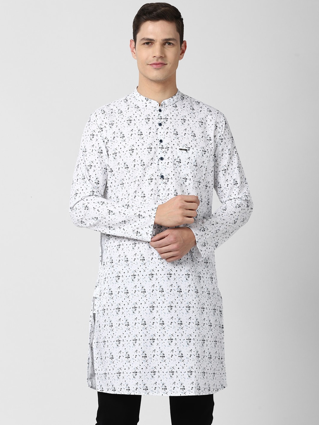 

Peter England Men White Printed Pure Cotton Kurta