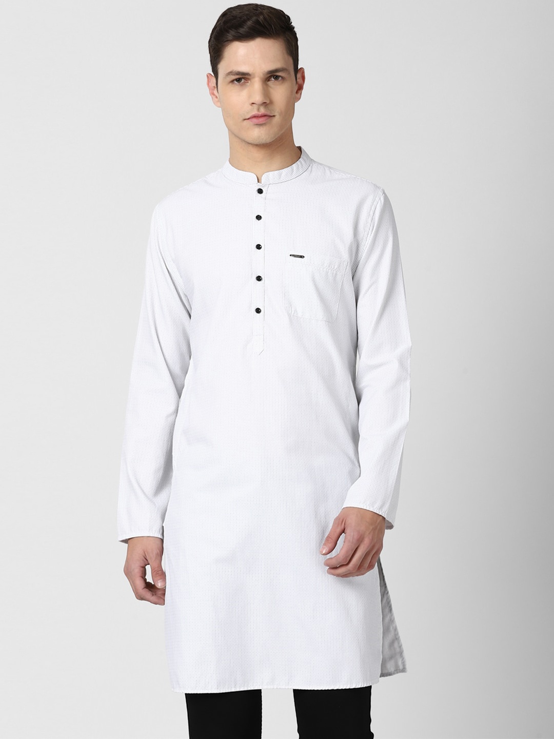 

Peter England Men White Woven Design Kurta