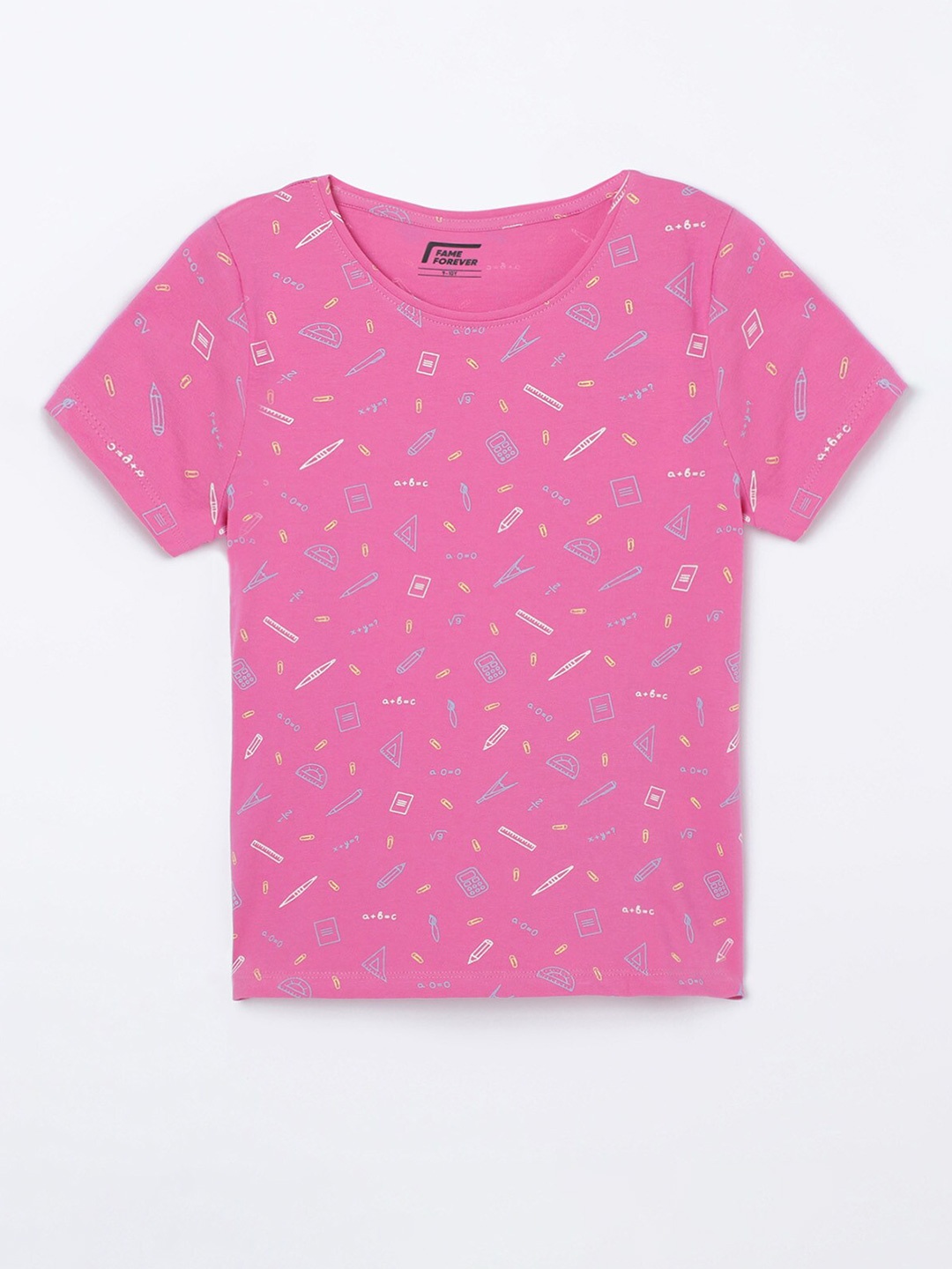 

Fame Forever by Lifestyle Girls Pink & Blue Print Pure Cotton Top