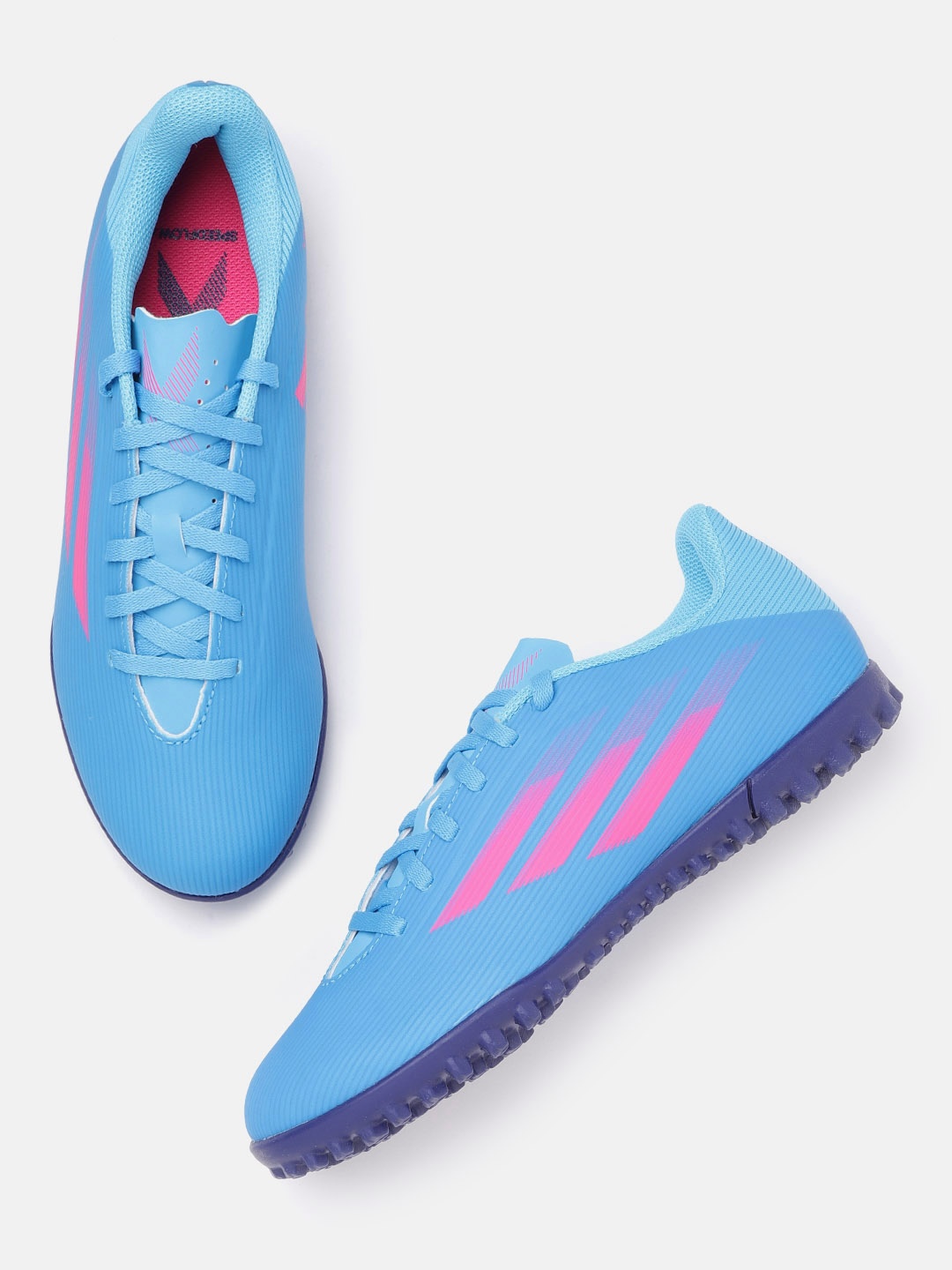 

ADIDAS Men Blue & Pink X Speedflor.4 Turf Sustainable Football Shoes