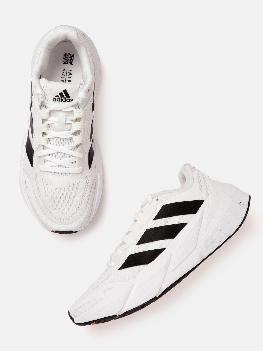 

ADIDAS Men White & Black Woven Design Adistar Running Shoes