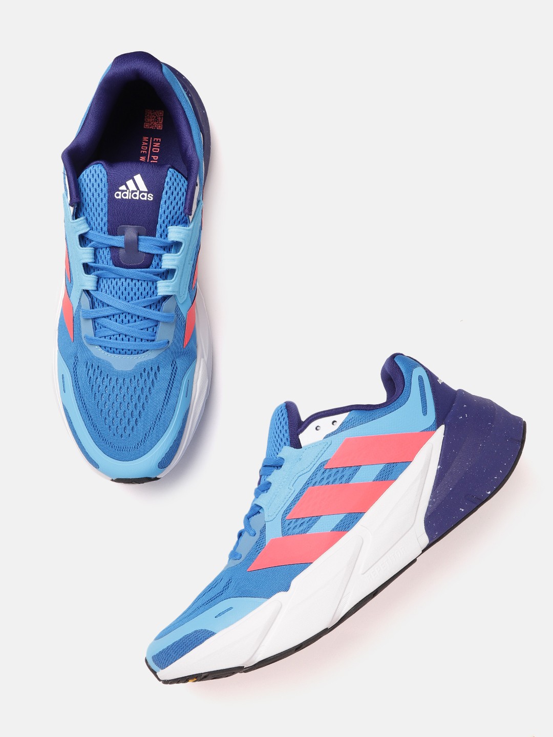 

ADIDAS Men Blue & Coral Woven Design Adistar Running Shoes