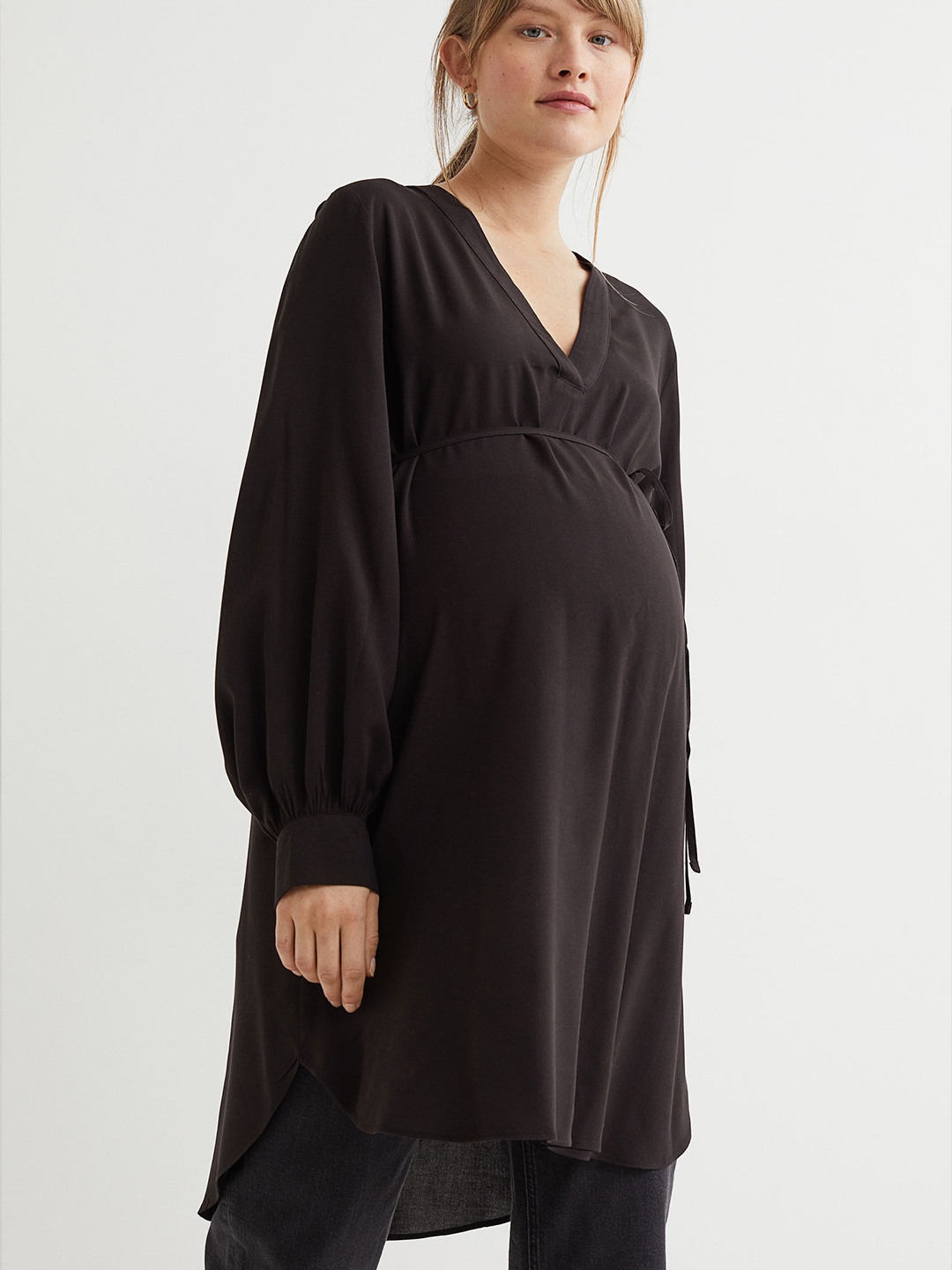 

H&M MAMA Black Tie-Belt Tunic