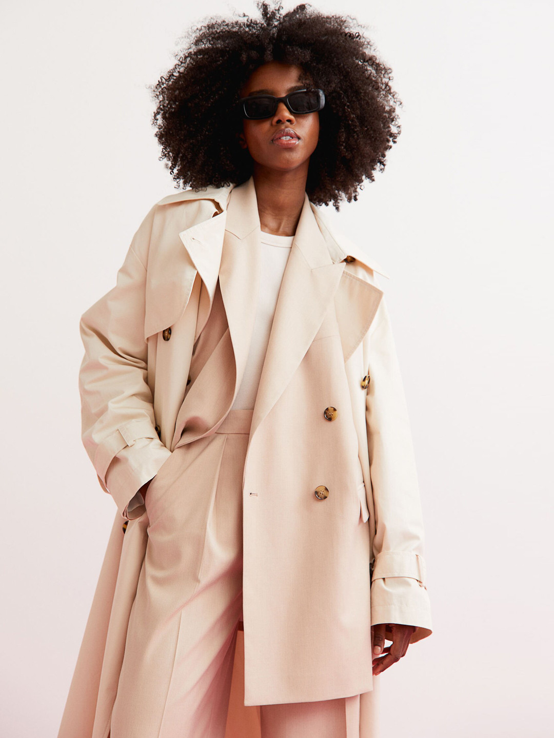 

H&M Women Pink Double-Breasted Jacket