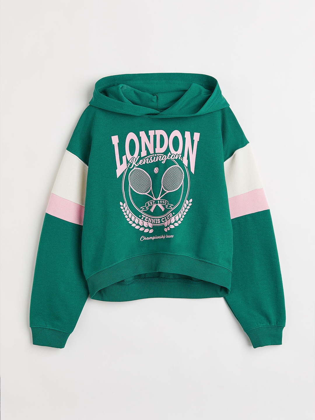 

H&M Girls Green & Pink Printed Oversized Hoodie
