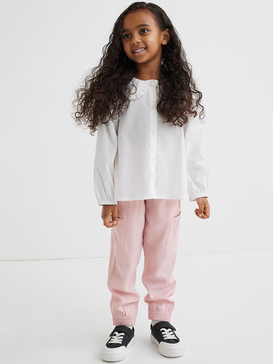 

H&M Girls Pink Solid Cargo Joggers