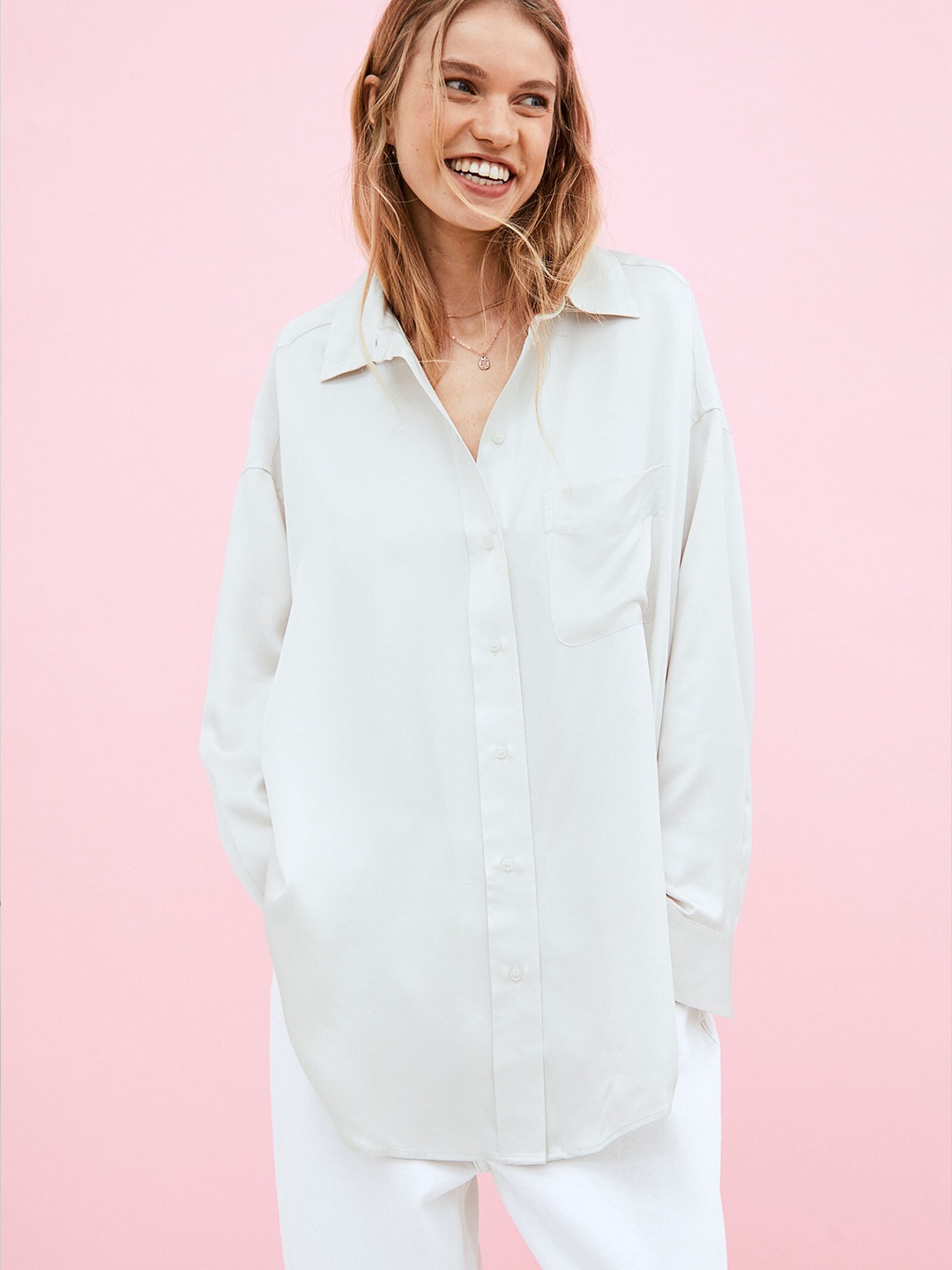 

H&M Women White Satin Blouse