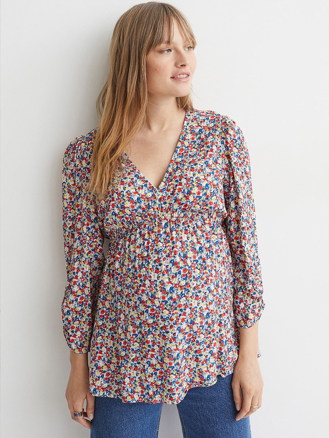 

H&M MAMA Multicoloured V-Neck Blouse, Multi