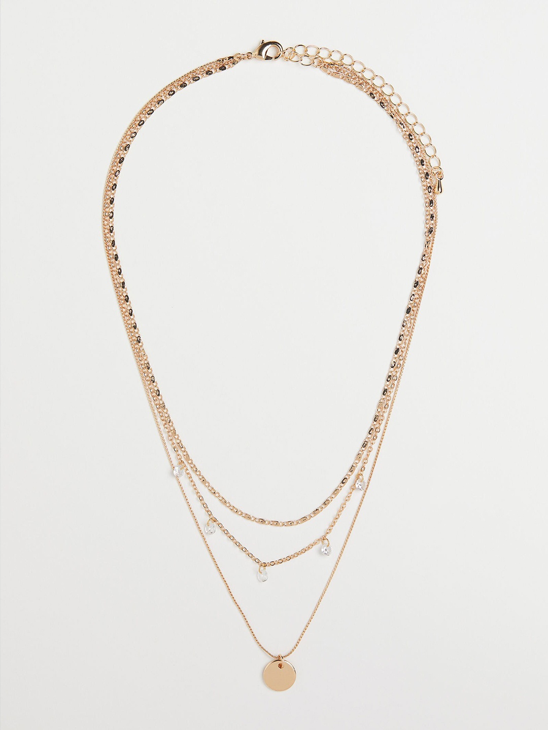 

H&M Women Gold-Toned CZ-Studded Three-Strand Pendant Necklace