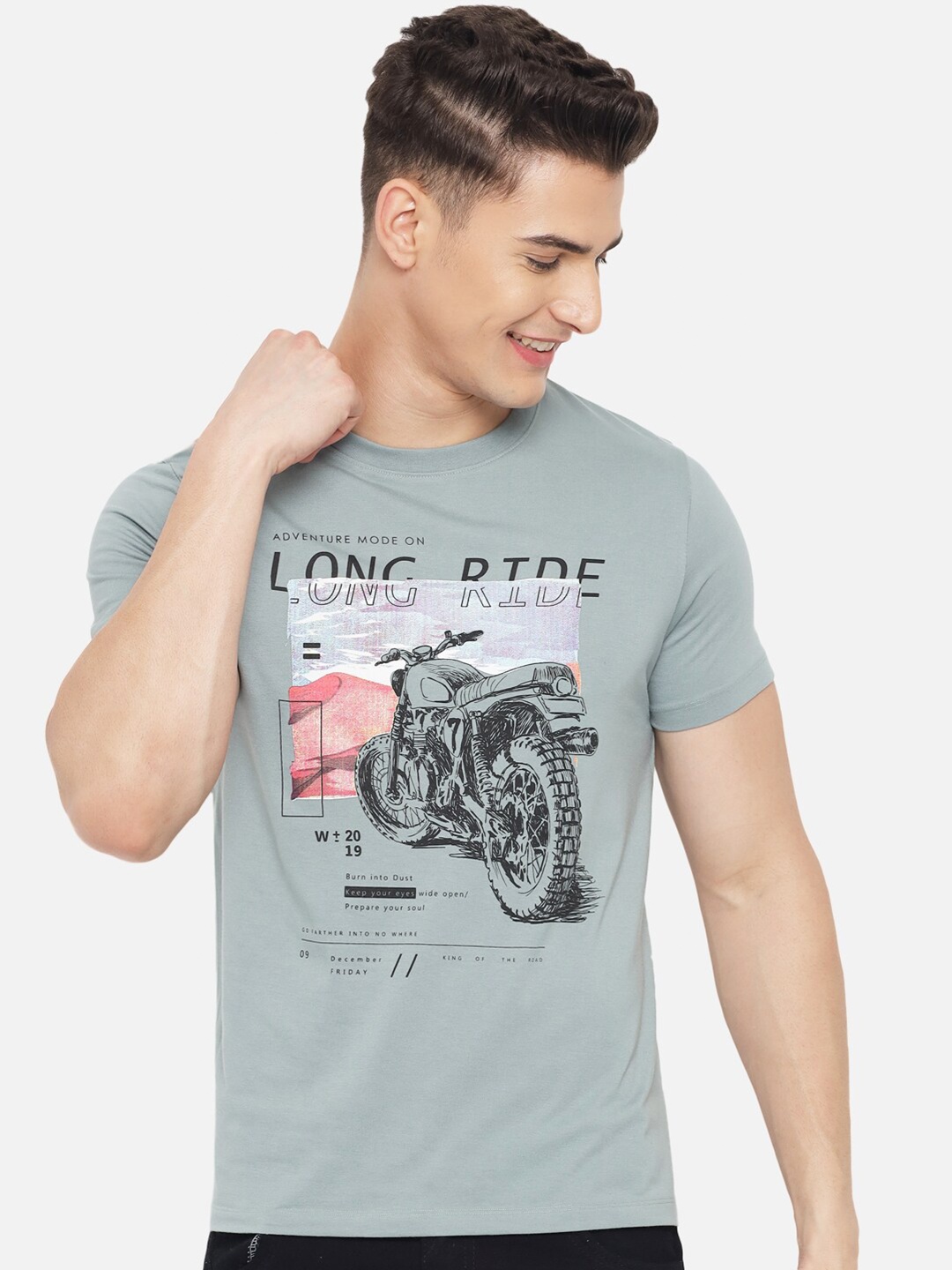 

Plagg Men Sea Green Graphic Printed Regular-Fit T-shirt