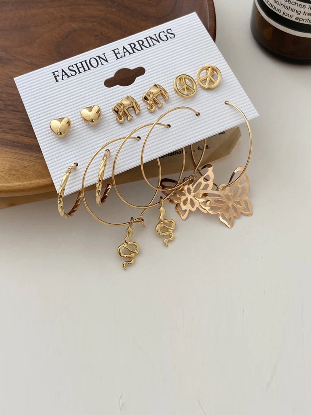 

Jewels Galaxy Gold-Toned Set of 6 Contemporary Earrings