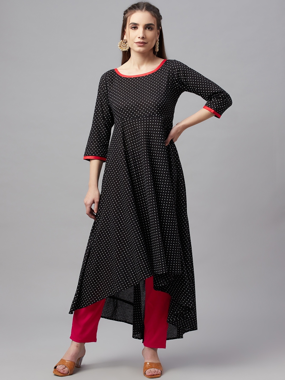 

MBE Women Black & Red Printed Kurta